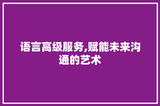 语言高级服务,赋能未来沟通的艺术