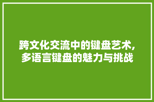 跨文化交流中的键盘艺术,多语言键盘的魅力与挑战