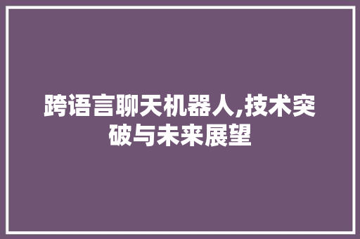 跨语言聊天机器人,技术突破与未来展望