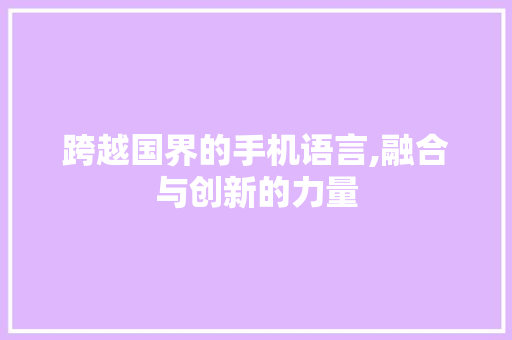 跨越国界的手机语言,融合与创新的力量