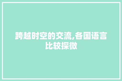 跨越时空的交流,各国语言比较探微