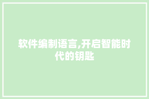 软件编制语言,开启智能时代的钥匙