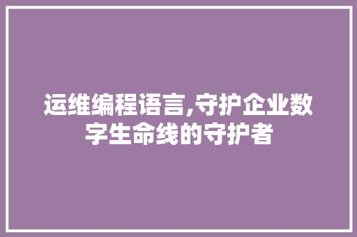 运维编程语言,守护企业数字生命线的守护者