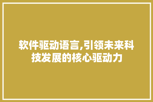 软件驱动语言,引领未来科技发展的核心驱动力