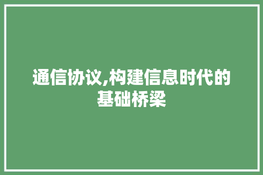 通信协议,构建信息时代的基础桥梁