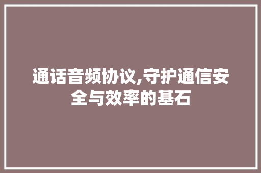 通话音频协议,守护通信安全与效率的基石