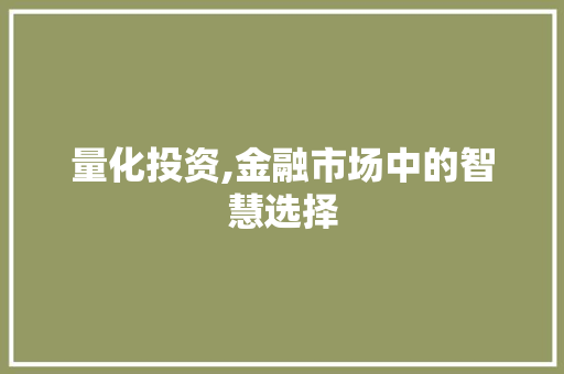 量化投资,金融市场中的智慧选择