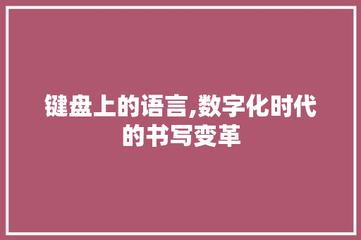 键盘上的语言,数字化时代的书写变革