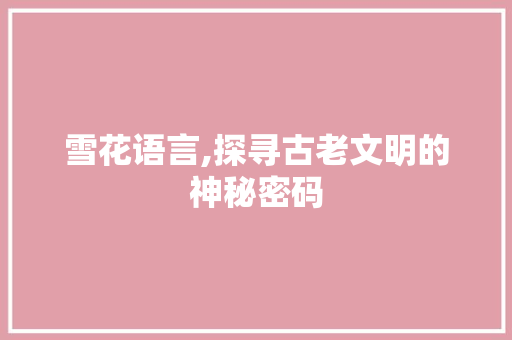 雪花语言,探寻古老文明的神秘密码