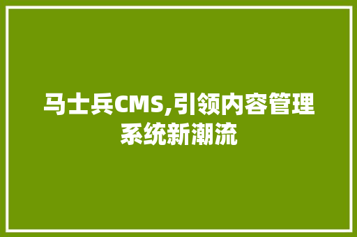 马士兵CMS,引领内容管理系统新潮流