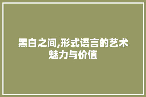 黑白之间,形式语言的艺术魅力与价值