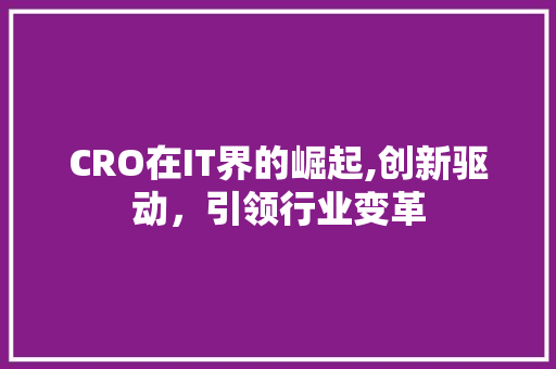 CRO在IT界的崛起,创新驱动，引领行业变革 神马SEO