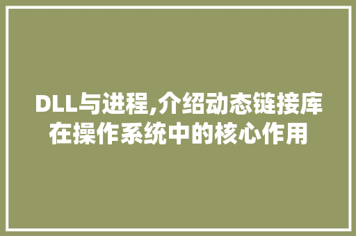 DLL与进程,介绍动态链接库在操作系统中的核心作用