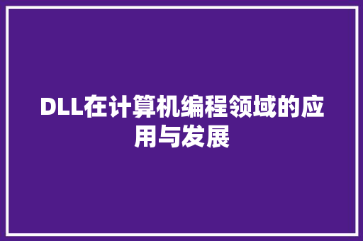 DLL在计算机编程领域的应用与发展