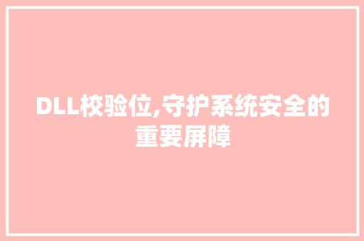 DLL校验位,守护系统安全的重要屏障