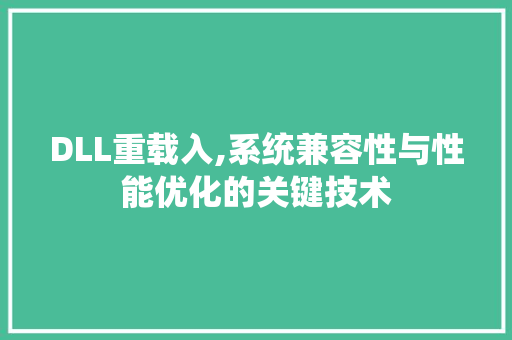 DLL重载入,系统兼容性与性能优化的关键技术