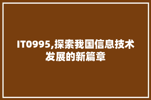 IT0995,探索我国信息技术发展的新篇章
