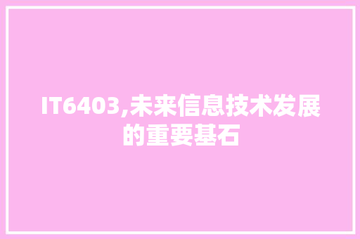 IT6403,未来信息技术发展的重要基石