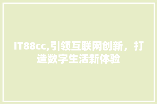IT88cc,引领互联网创新，打造数字生活新体验 网站建设公司