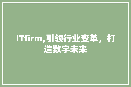 ITfirm,引领行业变革，打造数字未来