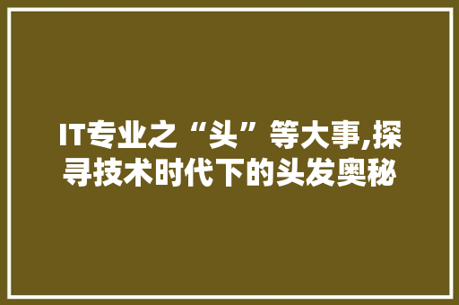 IT专业之“头”等大事,探寻技术时代下的头发奥秘