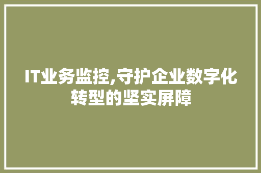 IT业务监控,守护企业数字化转型的坚实屏障 必应SEO