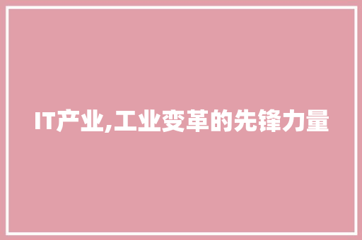 IT产业,工业变革的先锋力量
