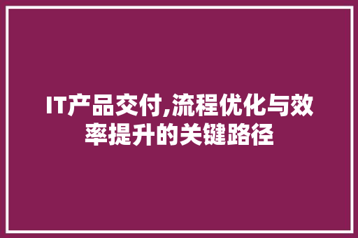 IT产品交付,流程优化与效率提升的关键路径
