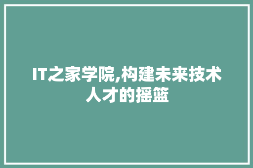 IT之家学院,构建未来技术人才的摇篮 网站建设公司