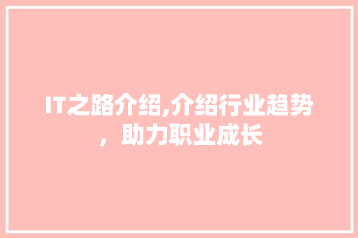 IT之路介绍,介绍行业趋势，助力职业成长