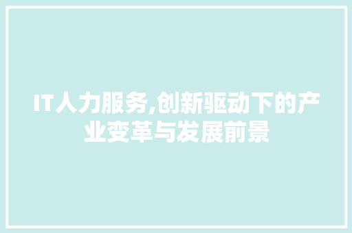 IT人力服务,创新驱动下的产业变革与发展前景