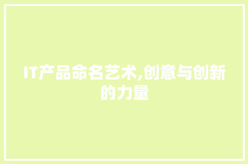 IT产品命名艺术,创意与创新的力量