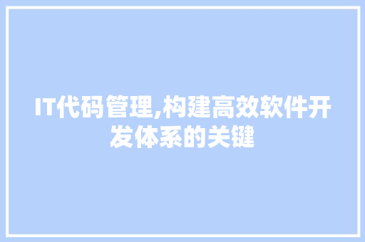IT代码管理,构建高效软件开发体系的关键