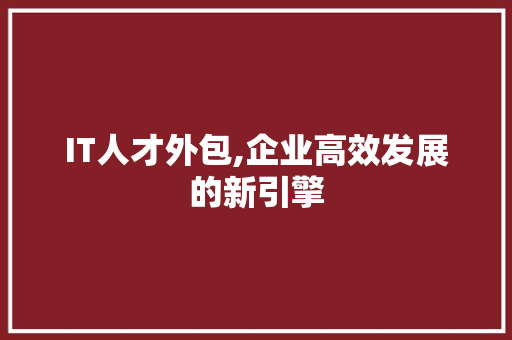 IT人才外包,企业高效发展的新引擎