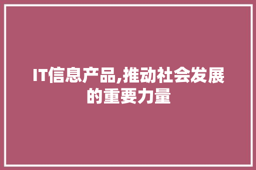 IT信息产品,推动社会发展的重要力量