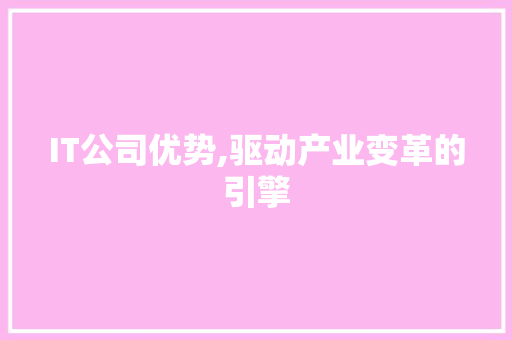 IT公司优势,驱动产业变革的引擎