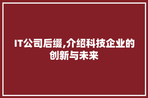 IT公司后缀,介绍科技企业的创新与未来