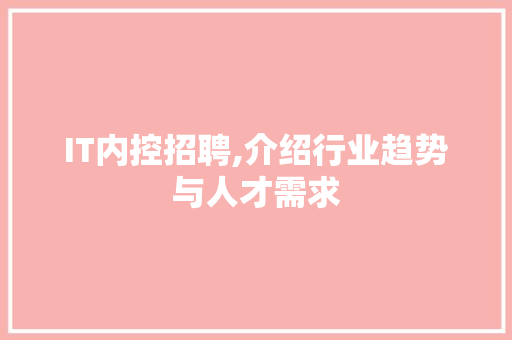 IT内控招聘,介绍行业趋势与人才需求