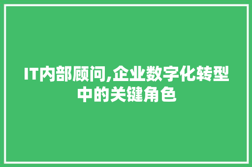 IT内部顾问,企业数字化转型中的关键角色