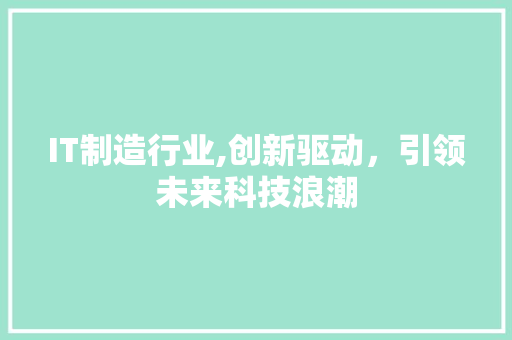 IT制造行业,创新驱动，引领未来科技浪潮 必应SEO