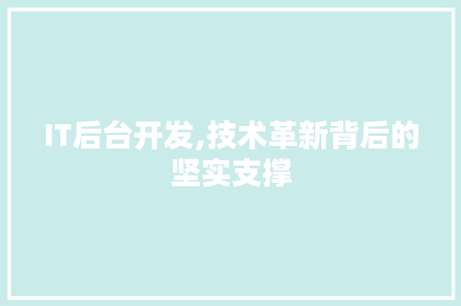 IT后台开发,技术革新背后的坚实支撑
