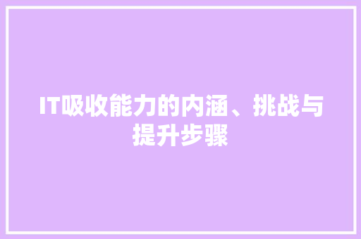IT吸收能力的内涵、挑战与提升步骤