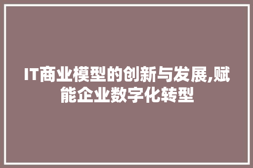 IT商业模型的创新与发展,赋能企业数字化转型 百度SEO