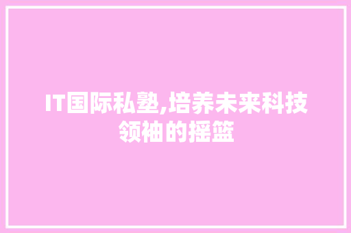 IT国际私塾,培养未来科技领袖的摇篮