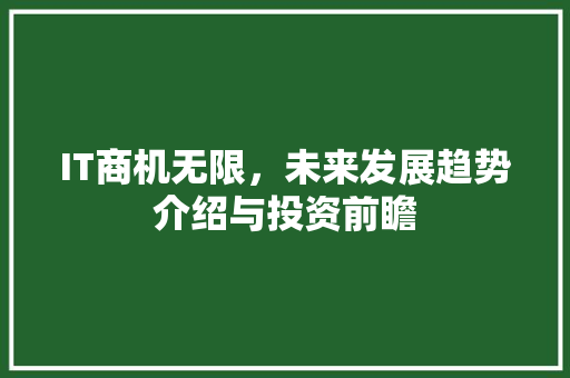 IT商机无限，未来发展趋势介绍与投资前瞻 搜狗SEO