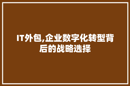 IT外包,企业数字化转型背后的战略选择