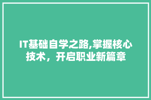 IT基础自学之路,掌握核心技术，开启职业新篇章 搜狗SEO