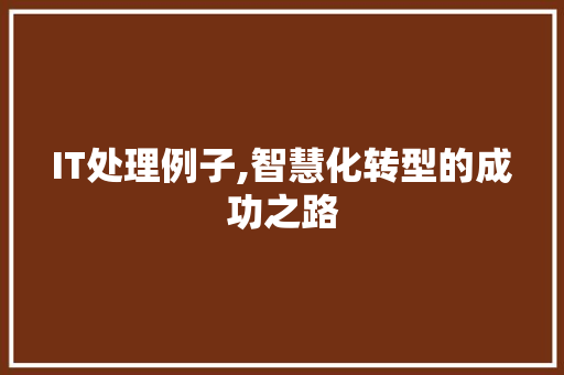 IT处理例子,智慧化转型的成功之路