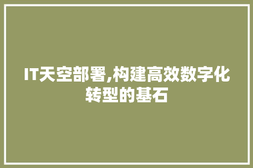IT天空部署,构建高效数字化转型的基石 搜狗SEO