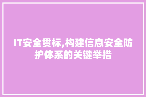 IT安全贯标,构建信息安全防护体系的关键举措